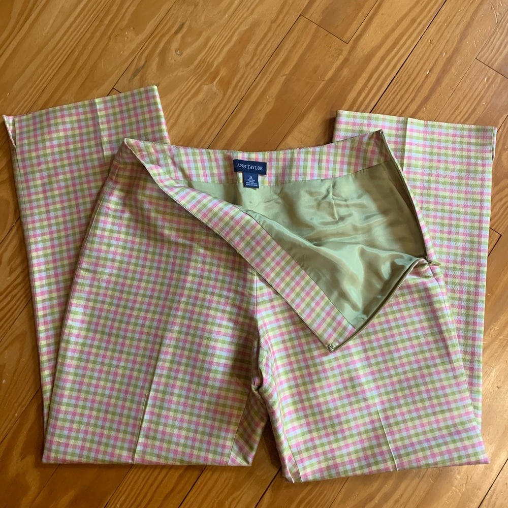 Ann Taylor plaid silk cropped pants